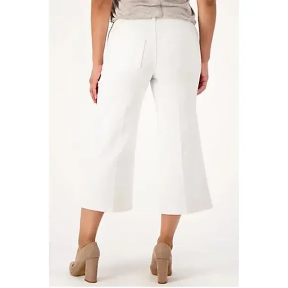 NYDJ Cool Embrace Wide Leg Denim Crop Jeans Optic White Womens Plus Size 14 New